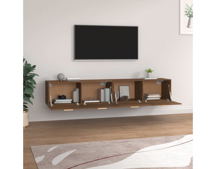Sonata H Стенни шкафове 2 бр кафяв дъб 100x36,5x35 см инженерно дърво