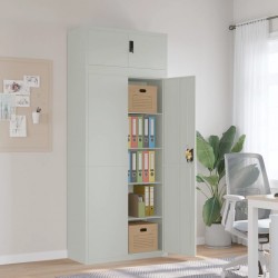 Sonata H Шкаф за папки светлосив 90x40x220 см стомана - Dulapuri