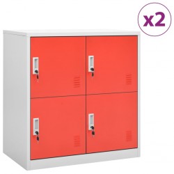 Sonata H Заключващи шкафове 2 бр светлосиво/червено 90x45x92,5см стомана - Dulapuri