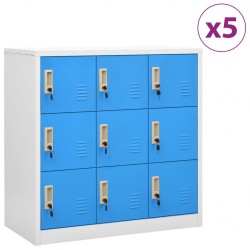 Sonata H Заключващи шкафове 5 бр светлосиво/синьо 90x45x92,5 см стомана - Dulapuri