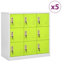 Sonata H Заключващи шкафове 5 бр светлосиво/зелено 90x45x92,5 см стомана - Dulapuri