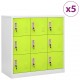 Sonata H Заключващи шкафове 5 бр светлосиво/зелено 90x45x92,5 см стомана