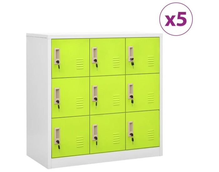 Sonata Dulapuri vestiar 5 buc. gri deschis și verde 90x45x92,5 cm oțel