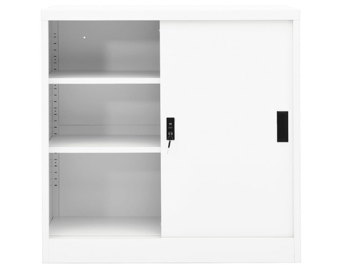 Sonata H Офис шкаф с плъзгаща се врата, бял, 90x40x90 см, стомана