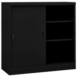 Sonata H Офис шкаф с плъзгаща се врата, черен, 90x40x90 см, стомана - Dulapuri