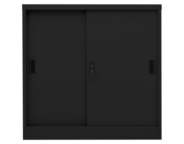 Sonata H Офис шкаф с плъзгаща се врата, черен, 90x40x90 см, стомана