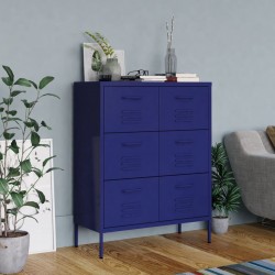 Sonata H Шкаф с чекмеджета, нейви синьо, 80х35х101,5 см, стомана - Dulapuri