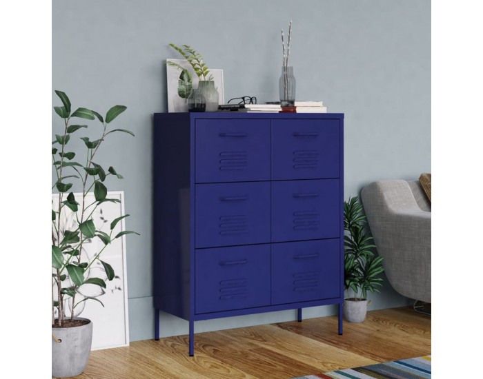Sonata H Шкаф с чекмеджета, нейви синьо, 80х35х101,5 см, стомана