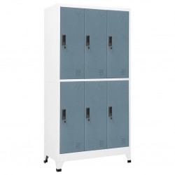 Sonata H Заключващ се шкаф светлосиво и тъмносиво 90x45x180 см стомана - Dulapuri