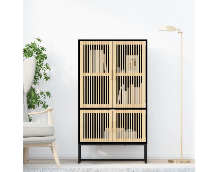 Sonata H Висок шкаф, черен, 70x35x125 см, инженерно дърво