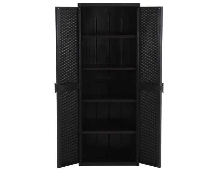 Sonata Dulap depozitare de grădină, negru, 65x45x172 cm, PP ratan