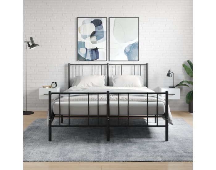 Sonata H Нощни шкафчета за стенен монтаж, 2 бр, бял гланц, 35x35x20 см