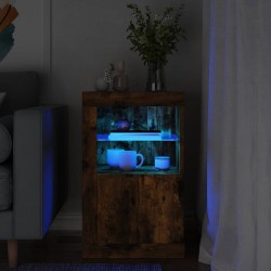 Sonata H Страничен шкаф с LED осветление, опушен дъб, инженерно дърво - Dulapuri