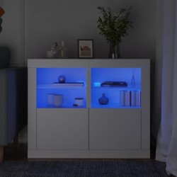 Sonata H Странични шкафчета с LED, 2 бр, бяло, инженерна дървесина - Dulapuri