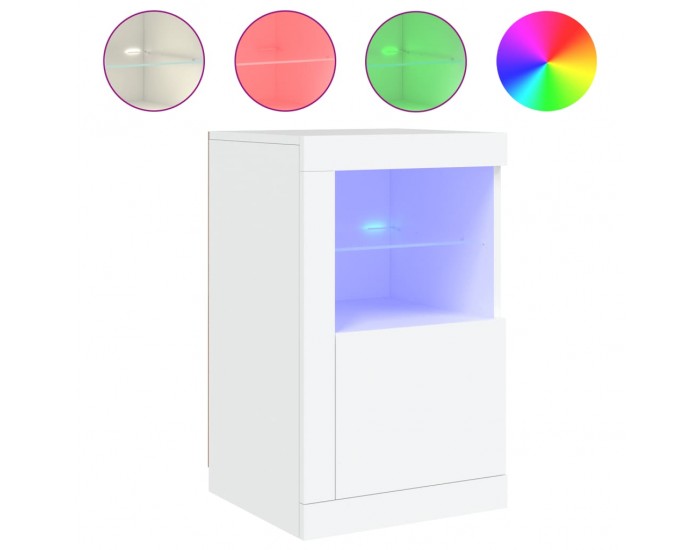 Sonata H Странични шкафчета с LED, 2 бр, бяло, инженерна дървесина