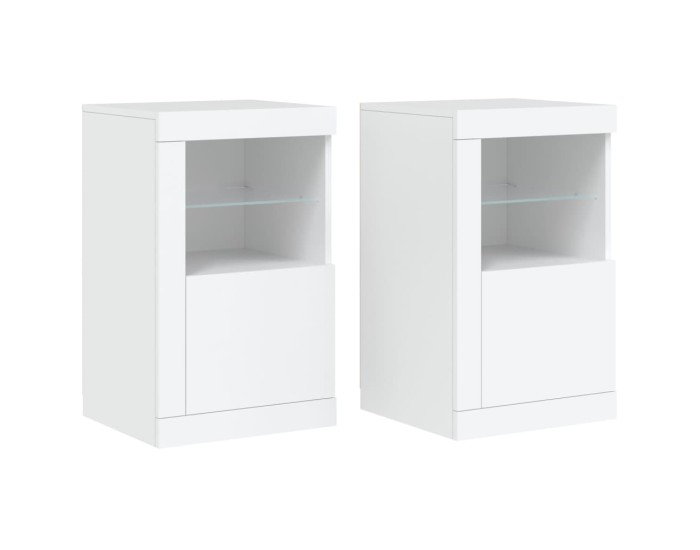 Sonata Dulapuri laterale cu lumini LED 2 buc. alb lemn prelucrat
