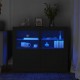 Sonata H Странични шкафчета с LED, 2 бр, черно, инженерна дървесина