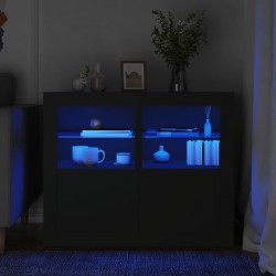 Sonata H Странични шкафчета с LED, 2 бр, черно, инженерна дървесина - Dulapuri