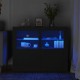 Sonata Dulapuri laterale cu lumini LED 2 buc. negru lemn prelucrat