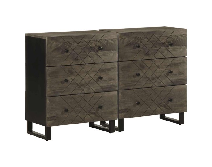 Sonata Bufete 2 buc Negru 60x33x75 cm Lemn masiv Mango
