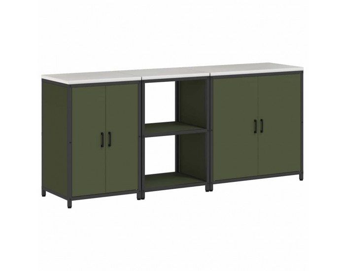 Sonata H Комплект за кухненско съхранение с рафт 3 pcs Маслинено зелено