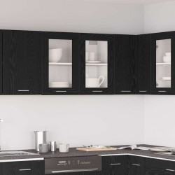 Sonata H Висящ стъклен шкаф Черен дъб 80 x 31 x 60 см Инженерно дърво - Bucătării modulare