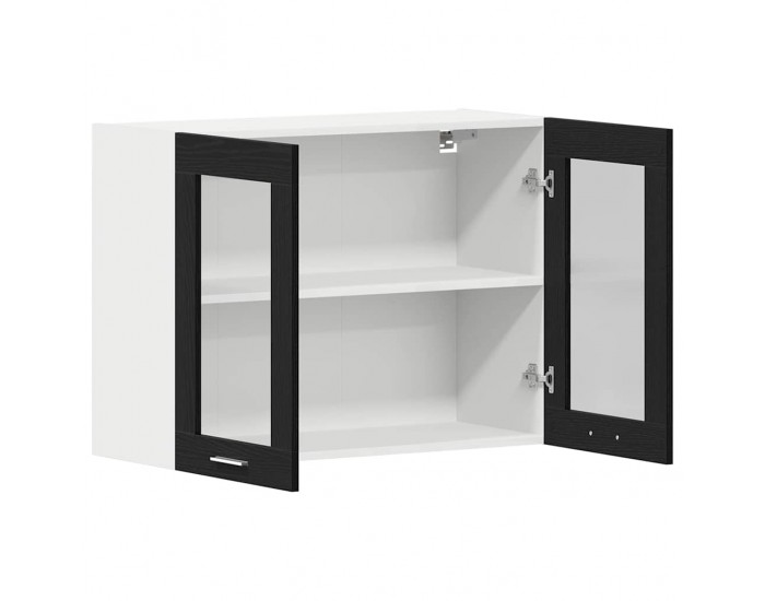 Sonata H Висящ стъклен шкаф Черен дъб 80 x 31 x 60 см Инженерно дърво