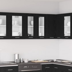 Sonata H Висящ стъклен шкаф с рафт Riga Черен дъб 60 x 31 x 60 см - Bucătării modulare