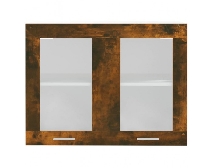 Sonata H Висящ стъклен шкаф Lyon, опушен дъб, 80x31x60 см, инженерно дърво