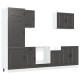 Sonata Set dulap de bucătărie 7 piese „Kalmar” lemn negru prelucrat
