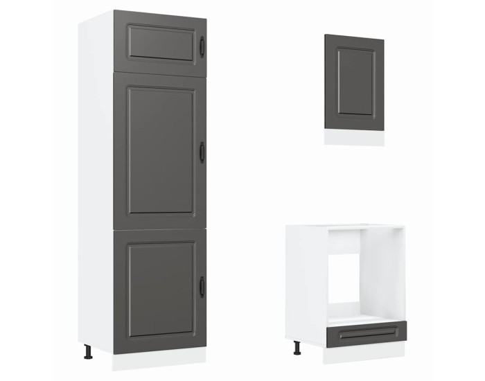 Sonata Set dulap de bucătărie 7 piese „Kalmar” lemn negru prelucrat