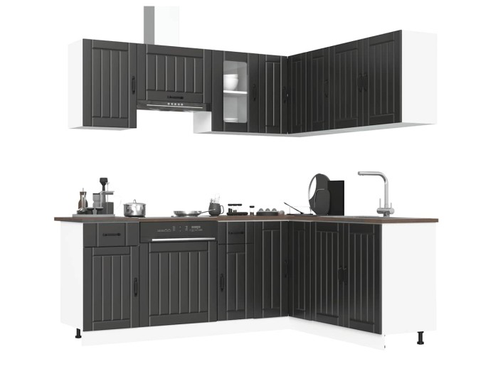 Sonata Set dulap de bucătărie 11 piese „Kalmar” lemn negru prelucrat