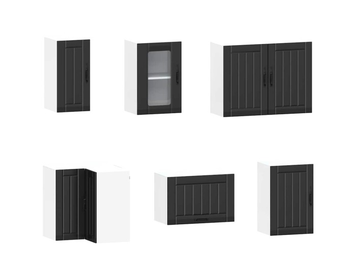 Sonata Set dulap de bucătărie 11 piese „Kalmar” lemn negru prelucrat