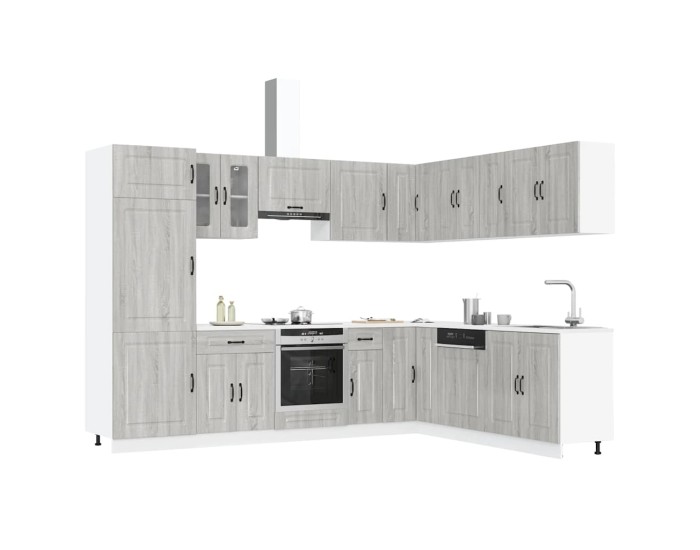 Sonata Set de dulapuri de bucătărie 14 piese „Kalmar” lemn Sonoma gri
