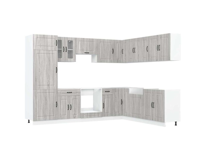 Sonata Set de dulapuri de bucătărie 14 piese „Kalmar” lemn Sonoma gri
