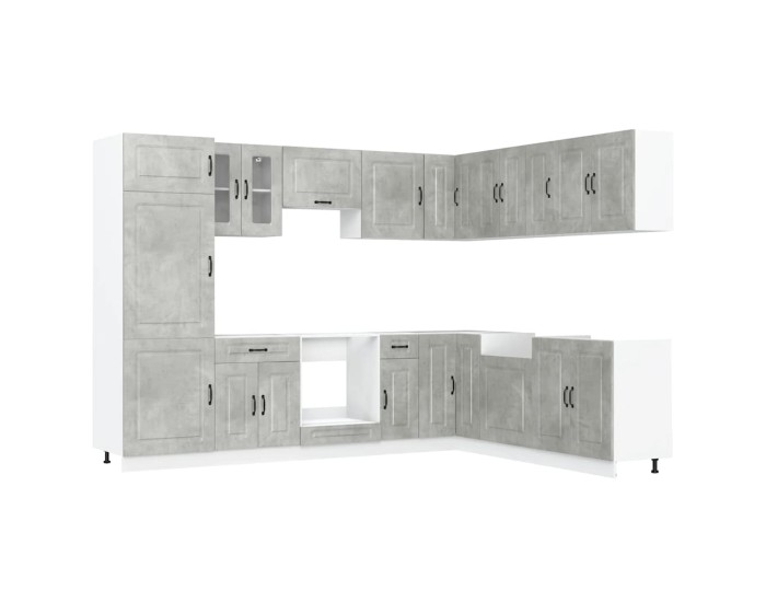 Sonata Set dulapuri de bucătărie 14 piese „Kalmar” gri beton Lemn