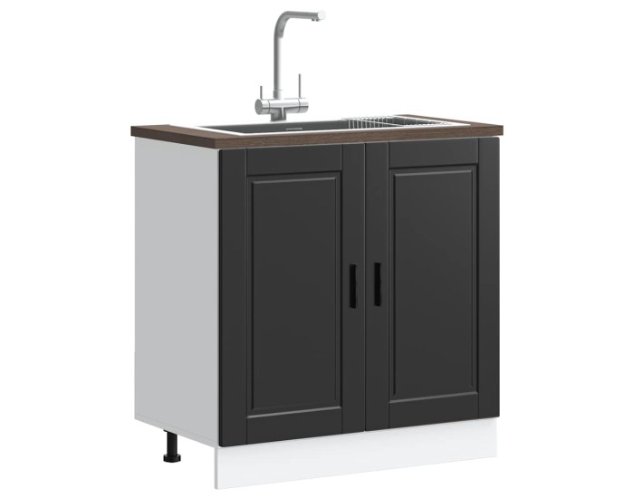 Sonata Dulap de bază pentru chiuvetă „Porto” negru lemn de prelucrare