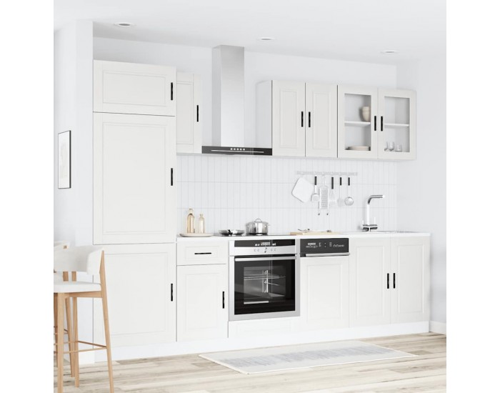 Sonata H Комплект кухненски шкафове от 8 части Porto, бяло инженерно дърво