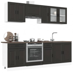 Sonata H Комплект кухненски шкафове от 8 части Porto, черно инженерно дърво - Bucătării modulare