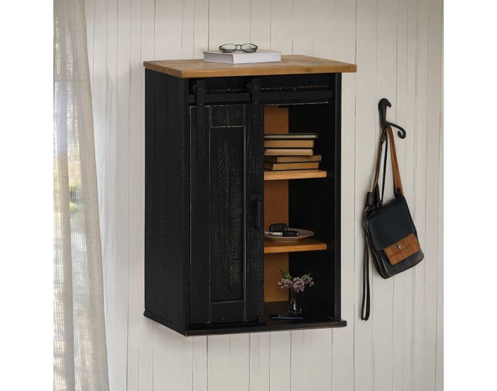 Sonata Dulap suspendat HALDEN cu ușă glisantă negru 49x22,5x70 cm pin