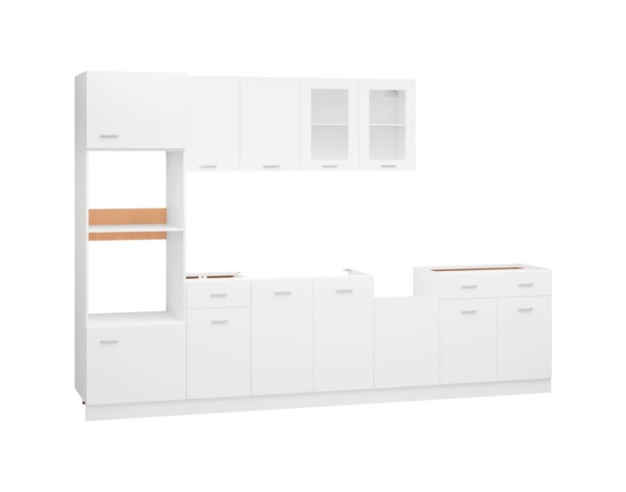 Sonata Set dulapuri de bucătărie, Lyon, 7 piese, alb, lemn prelucrat