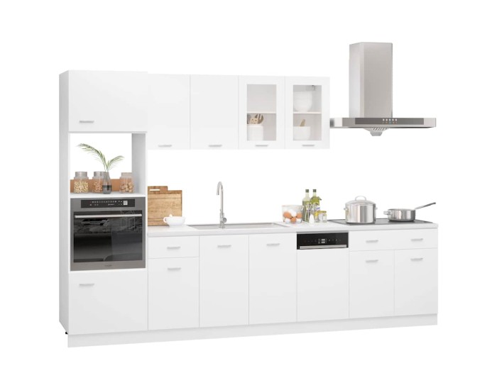 Sonata Set dulapuri de bucătărie, Lyon, 7 piese, alb, lemn prelucrat