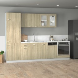 Sonata H Комплект кухненски шкафове от 8 части Lyon, дъб Сонома, инженерно дърво - Bucătării modulare