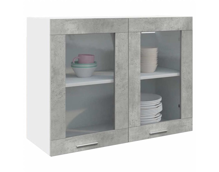 Sonata Dulap de sticlă suspendat “Lyon” gri beton 80x31x60 cm