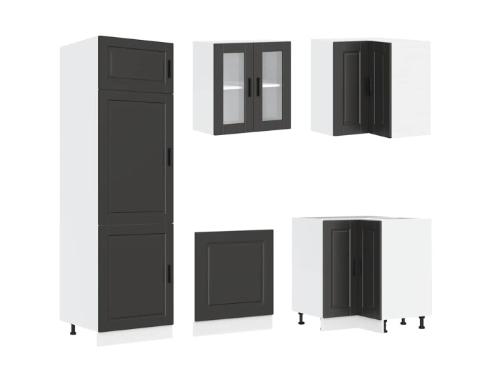 Sonata Set dulap de bucătărie 14 piese „Porto” lemn negru prelucrat