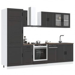 Sonata H Комплект кухненски шкафове от 8 части Porto, черно инженерно дърво - Bucătării modulare