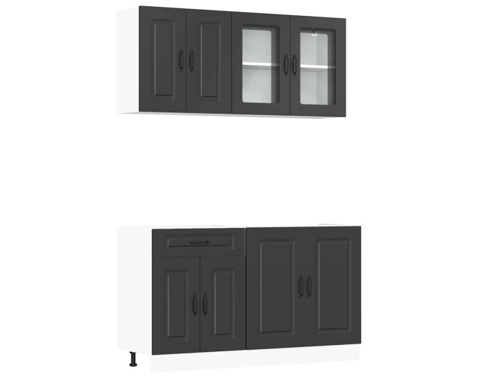 Sonata Set dulap de bucătărie 4 piese „Kalmar” lemn negru prelucrat