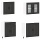 Sonata Set dulap de bucătărie 4 piese „Kalmar” lemn negru prelucrat