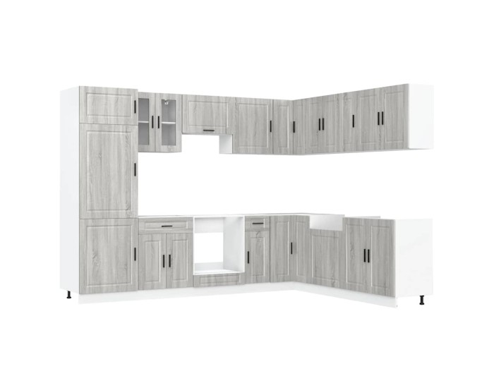 Sonata Set de dulapuri de bucătărie 14 piese „Porto” lemn Sonoma gri