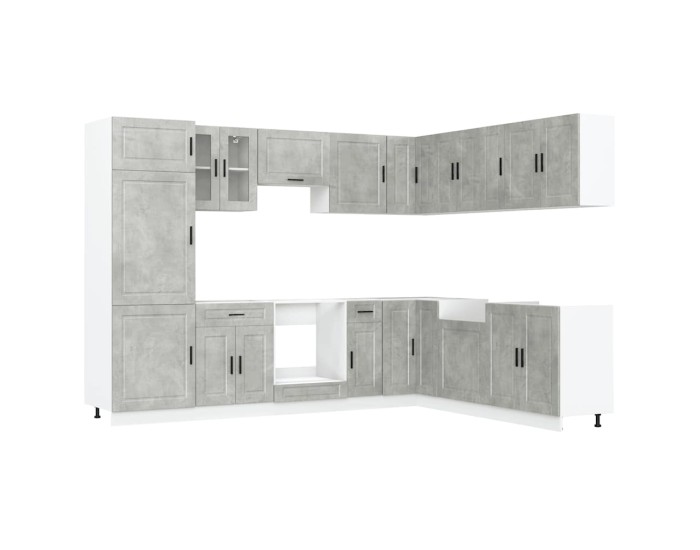 Sonata Set dulapuri de bucătărie 14 piese „Porto” gri beton Lemn